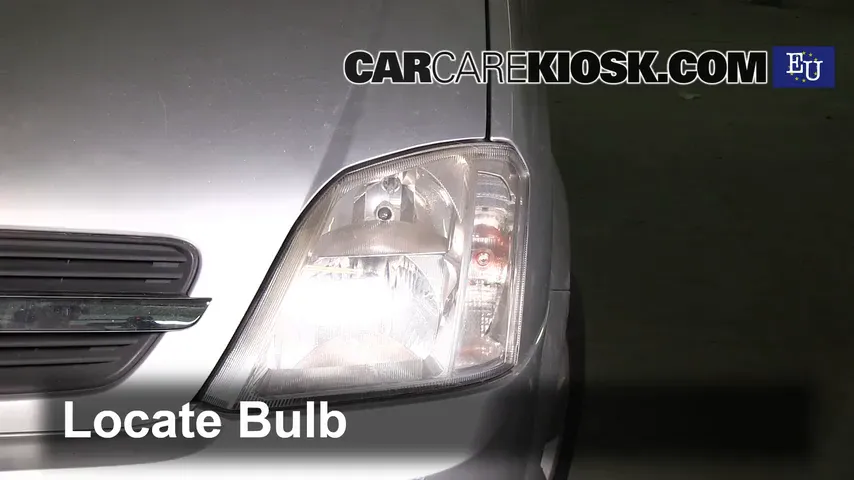 2003 Opel Meriva SE Cosmo 1.6L 4 Cyl. Éclairage Feux de croisement (remplacer l'ampoule)